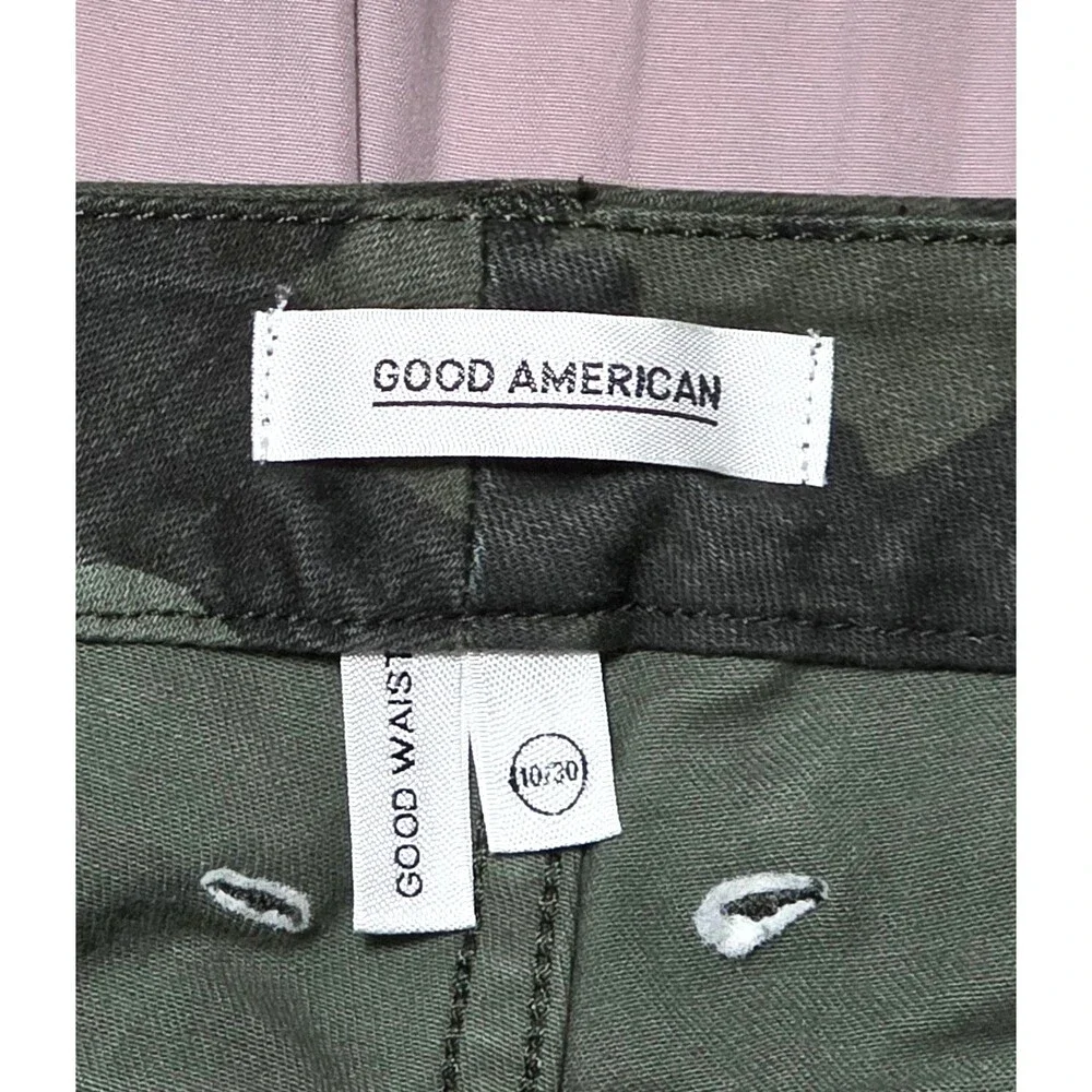 GOOD AMERICAN Women's Good Waist Green Camo Skinny Jeans Sz 10 30 Stretch - Picture 5 of 9
